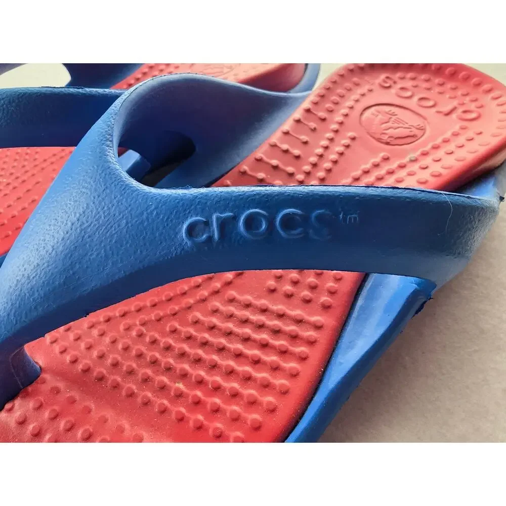 Croc Unisex Men Women Thong Sandal Flip Flop Blue Red Size 8